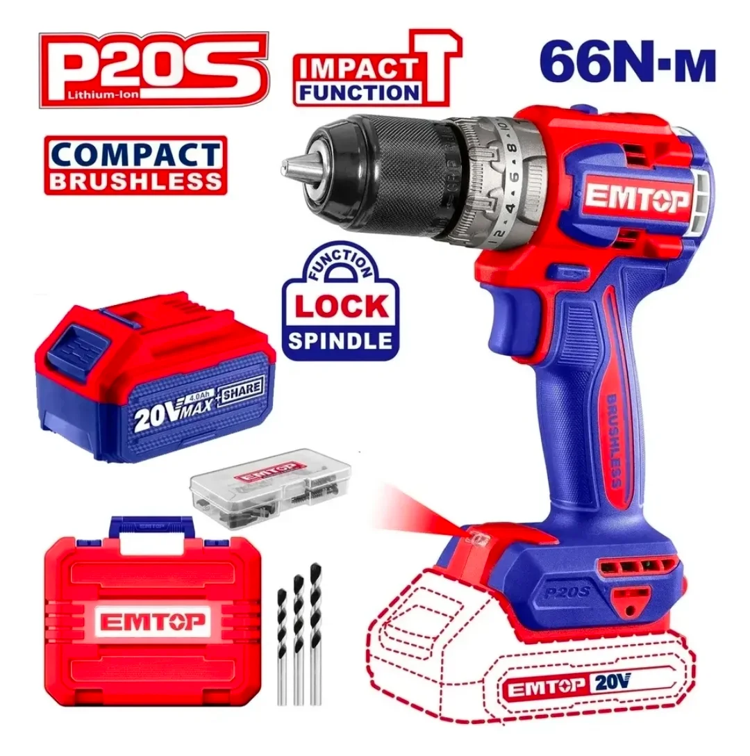 Kit 2 en 1 a batería 20 V 4.0Amp EMTOP profesional Varios 2 en 1