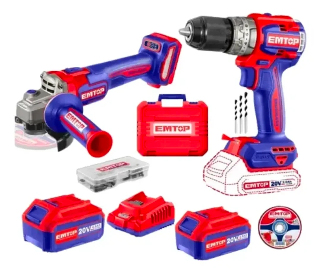 Kit 2 en 1 a batería 20 V 4.0Amp EMTOP profesional Varios 2 en 1