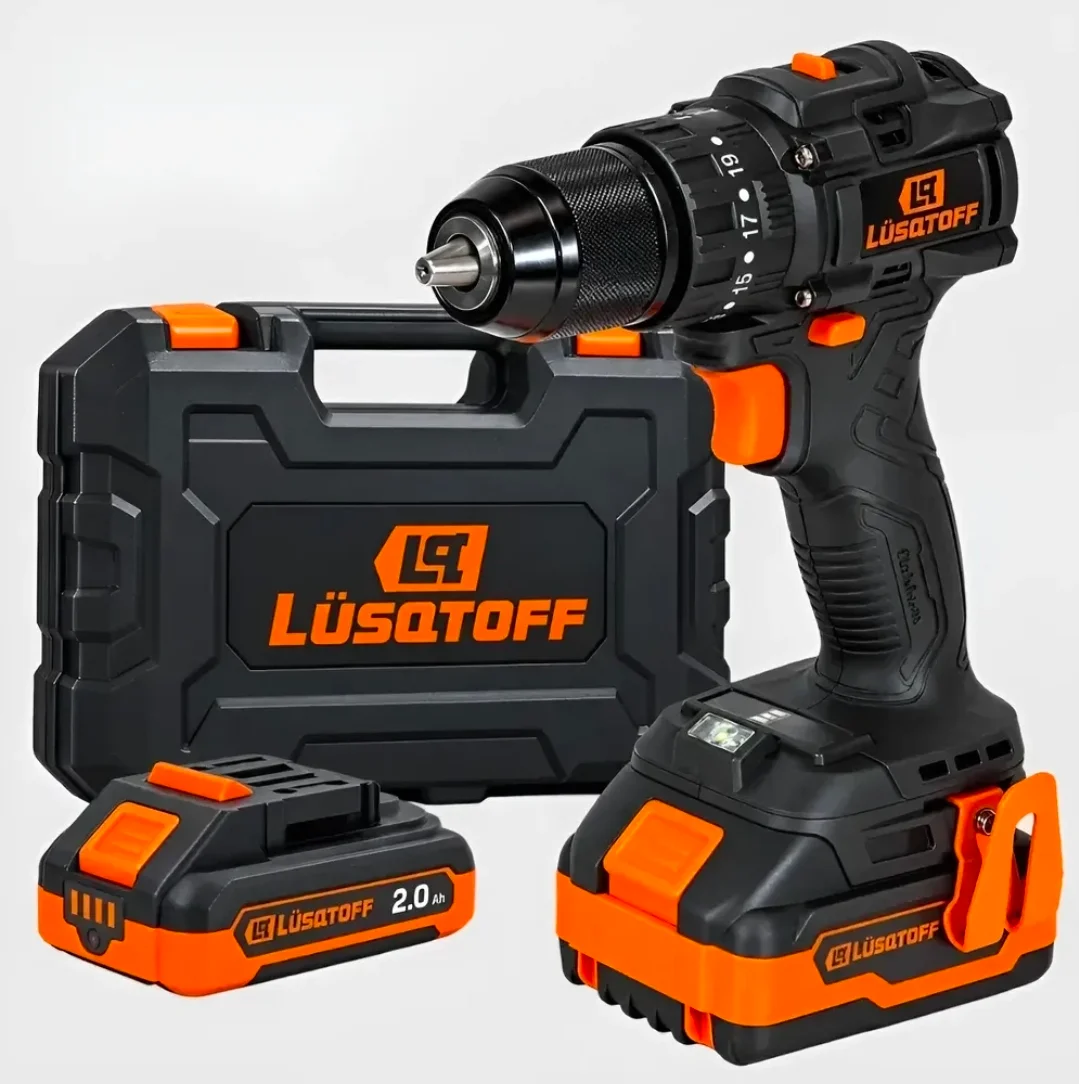 Taladro percutor a batería 18V, 13 mm, 75 Nm Brushless Lüsqtoff TIL95-9BK