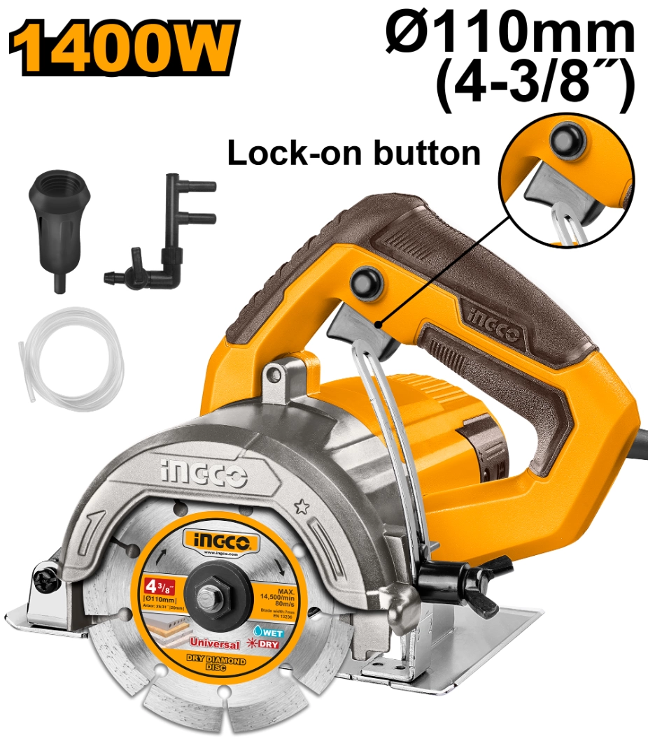 Cortadora de mármol y concreto 1400W con accesorios  Sin marca MC140068-4