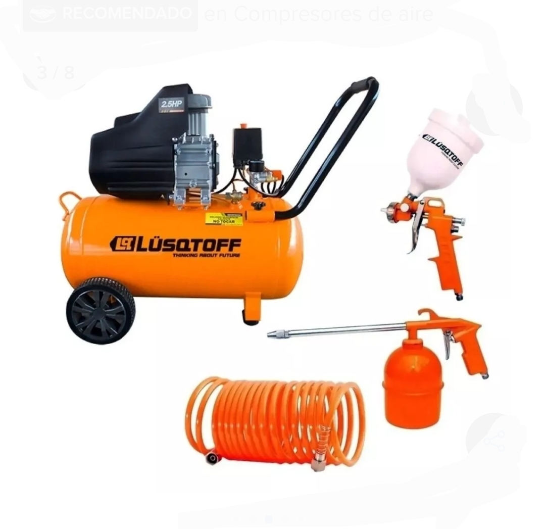 COMPRESOR DE AIRE 50 LITROS 2.5 HP CON KIT OFERTA LIMITADA  Lüsqtoff LC-2550BK