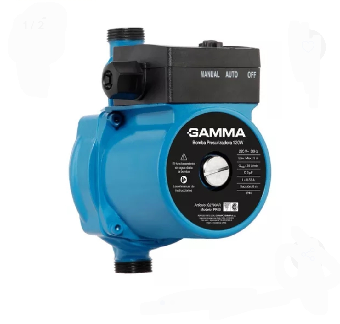BOMBA DE AGUA PRESURIZADORA 120W 2 BAÑOS PROO Gamma PROO