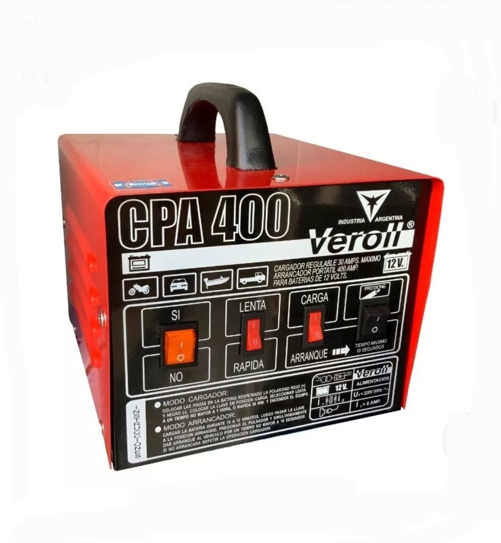 CARGADOR/ARRANCADOR DE BATERIAS 12/24V 30/400 VEROL NACIONAL Varios CPA30-400