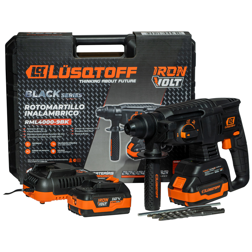 ROTOMARTILLO INALAMBRICO 18V 4.0Ah IRON VOLT Lüsqtoff RML4000-9BK