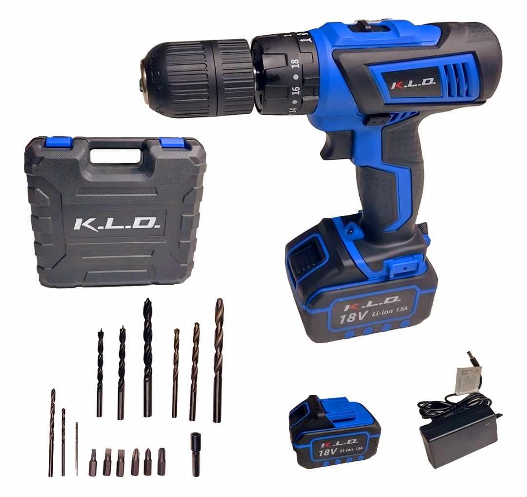 TALADRO PERCUTOR A BATERIA 18V 18mm CON KIT 16 PIEZAS Varios KLD3TIP18K