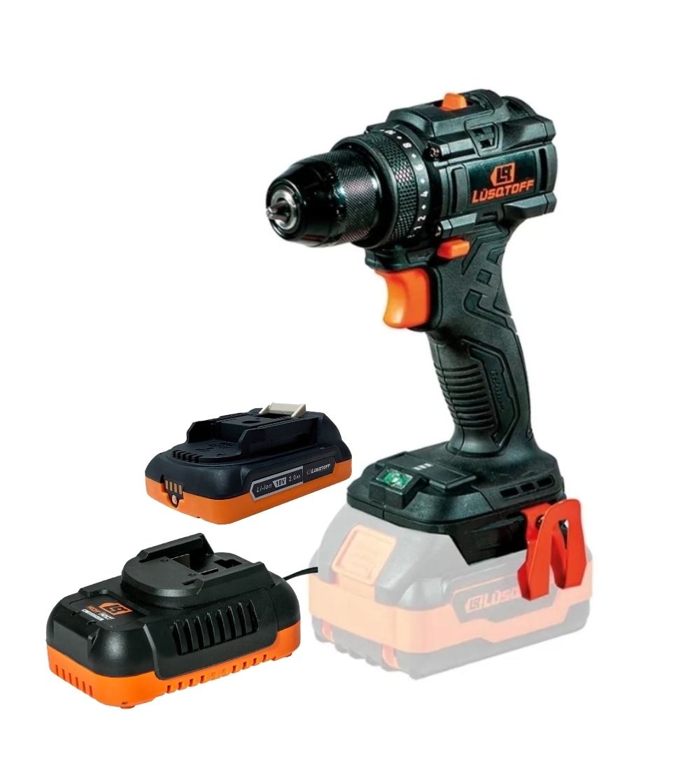 TALADRO ATORNILLADOR  INALAMBRICO 18V 10mm BRUSHLESS BATERIA+CARGADOR BLACK SERIES Lüsqtoff TAL60-9B