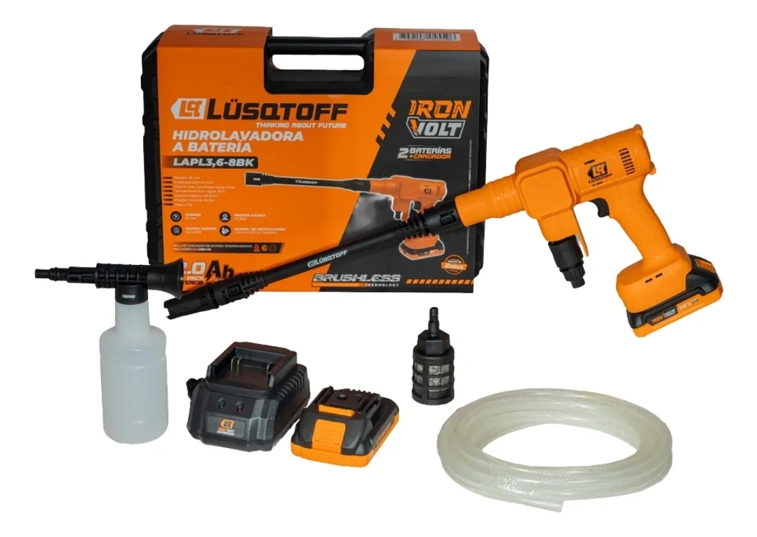 HIDROLAVADORA A BATERIA 2.0 AMP IRON VOLT Lüsqtoff LAPL3,6-8BK