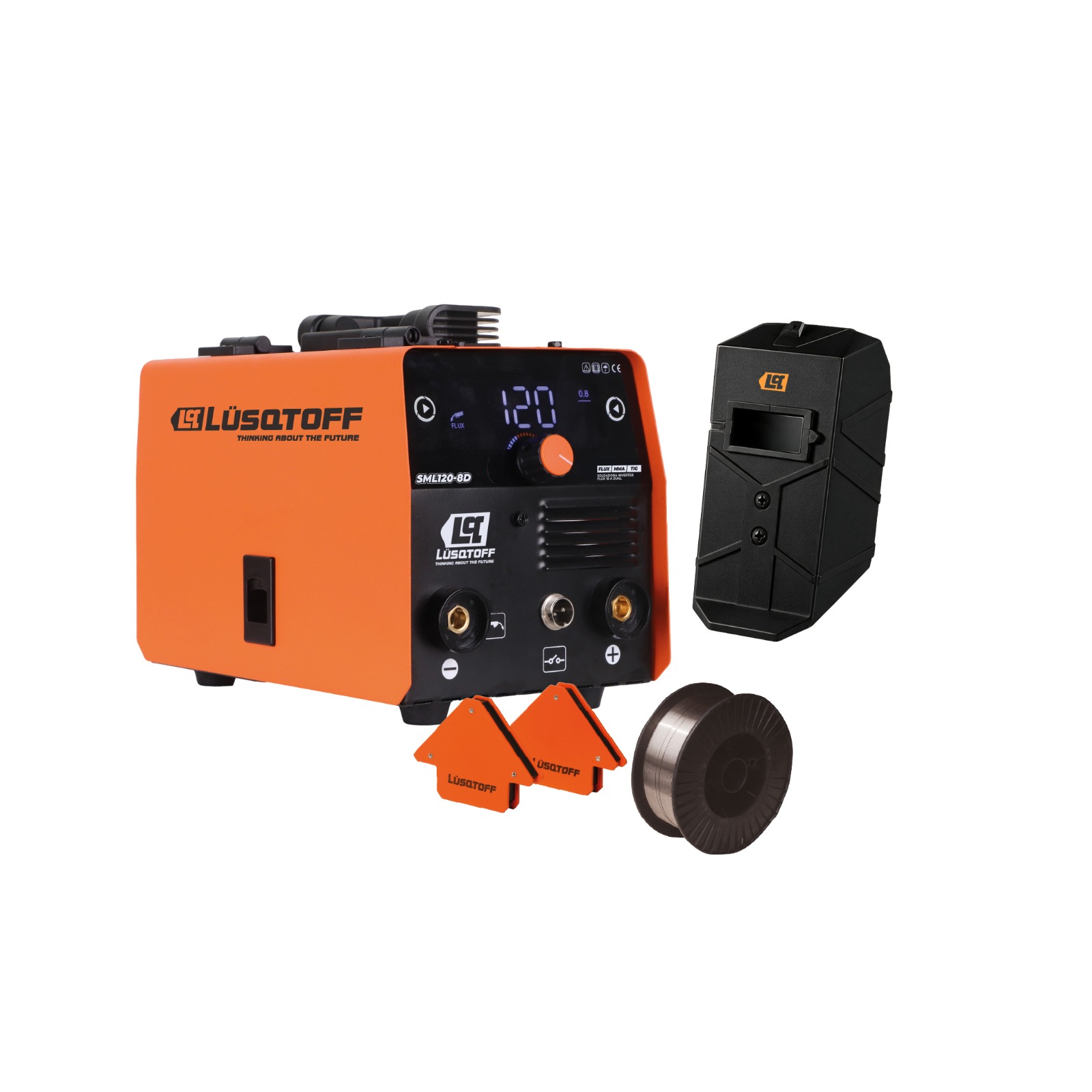 SOLDADORA INVERTER 3 EN 1 MIG/MMA/LIFTTIG CON KIT DE REGALO Lüsqtoff SML120-8DK