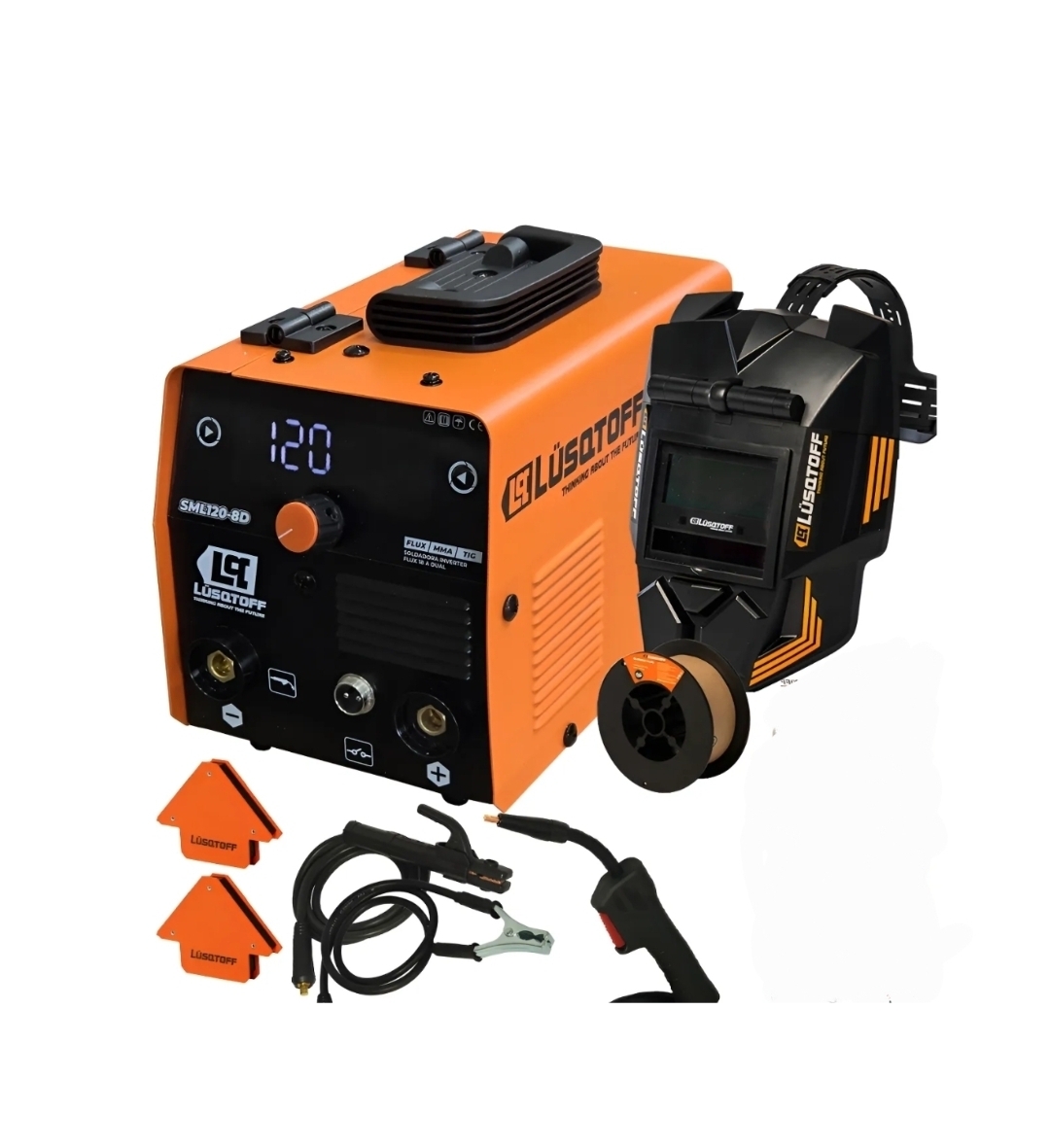 SOLDADORA INVERTER 3 EN 1 MIG/MMA/LIFTTIG CON KIT DE REGALO Lüsqtoff SML120-8DK