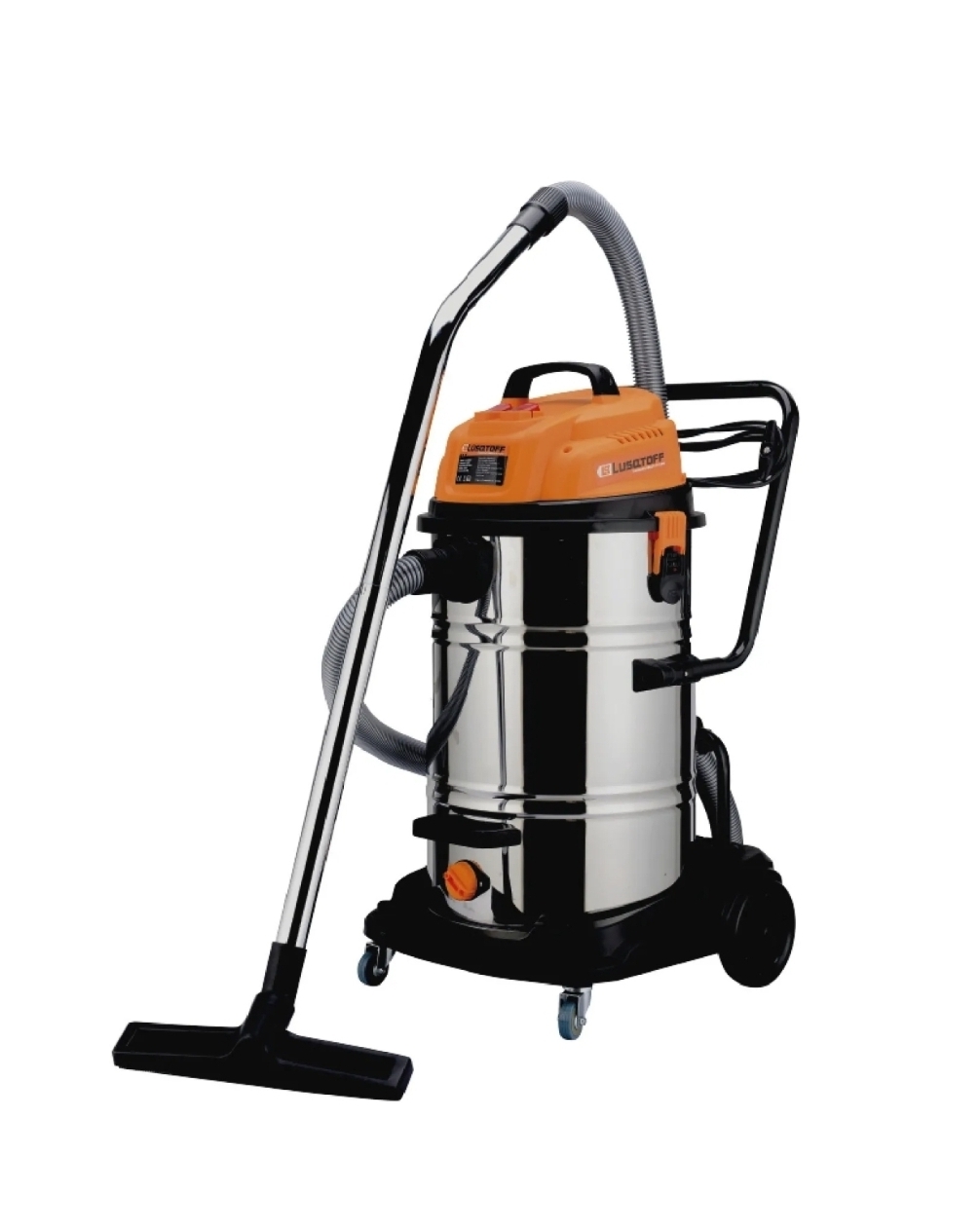 ASPIRADORA 60 LITROS  INDUSTRIAL 2 MOTORES 2400w INOXIDABLE CON CARRO Lüsqtoff LA-6002M