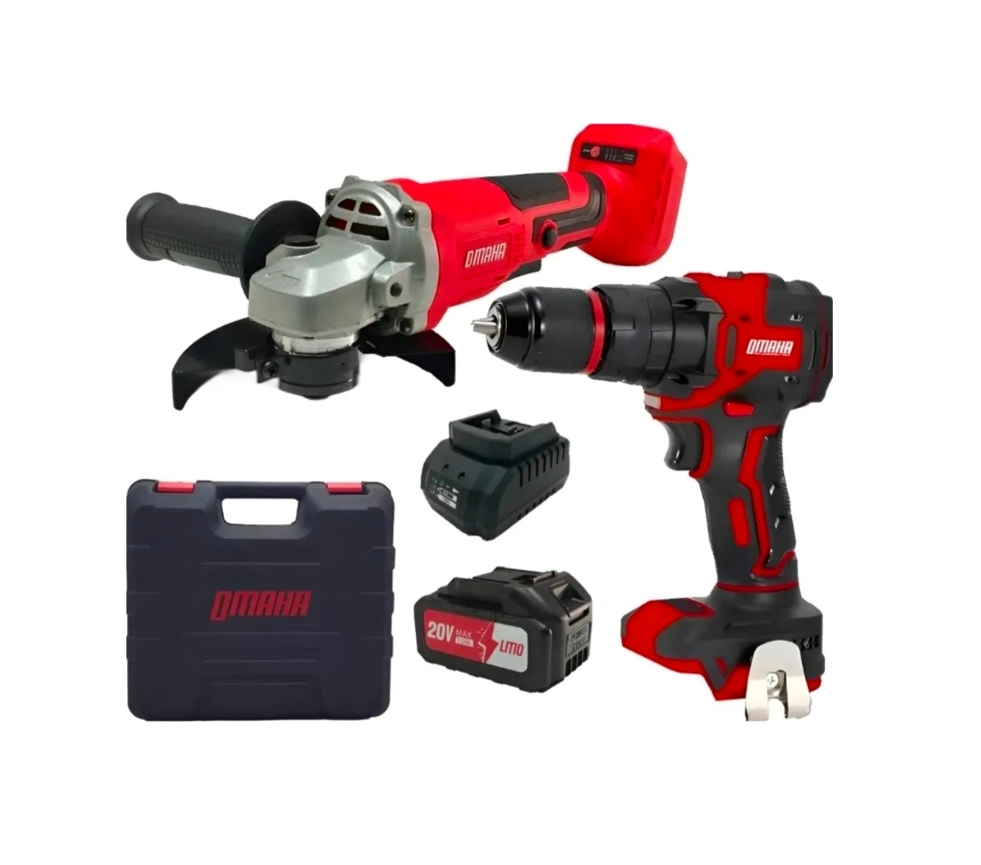 TALADRO PERCUTOR Y AMOLADORA A BATERIA 20V 3.0Ah PROFESIONAL  Omaha ABAT-20K