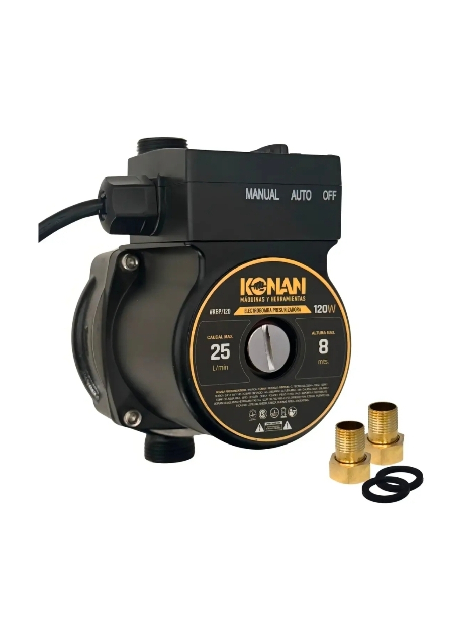 BOMBA DE AGUA PRESURIZADORA 2 BAÑOS 120W 25L/MINUTO ALTURA 8M KONAN Varios KBP/120