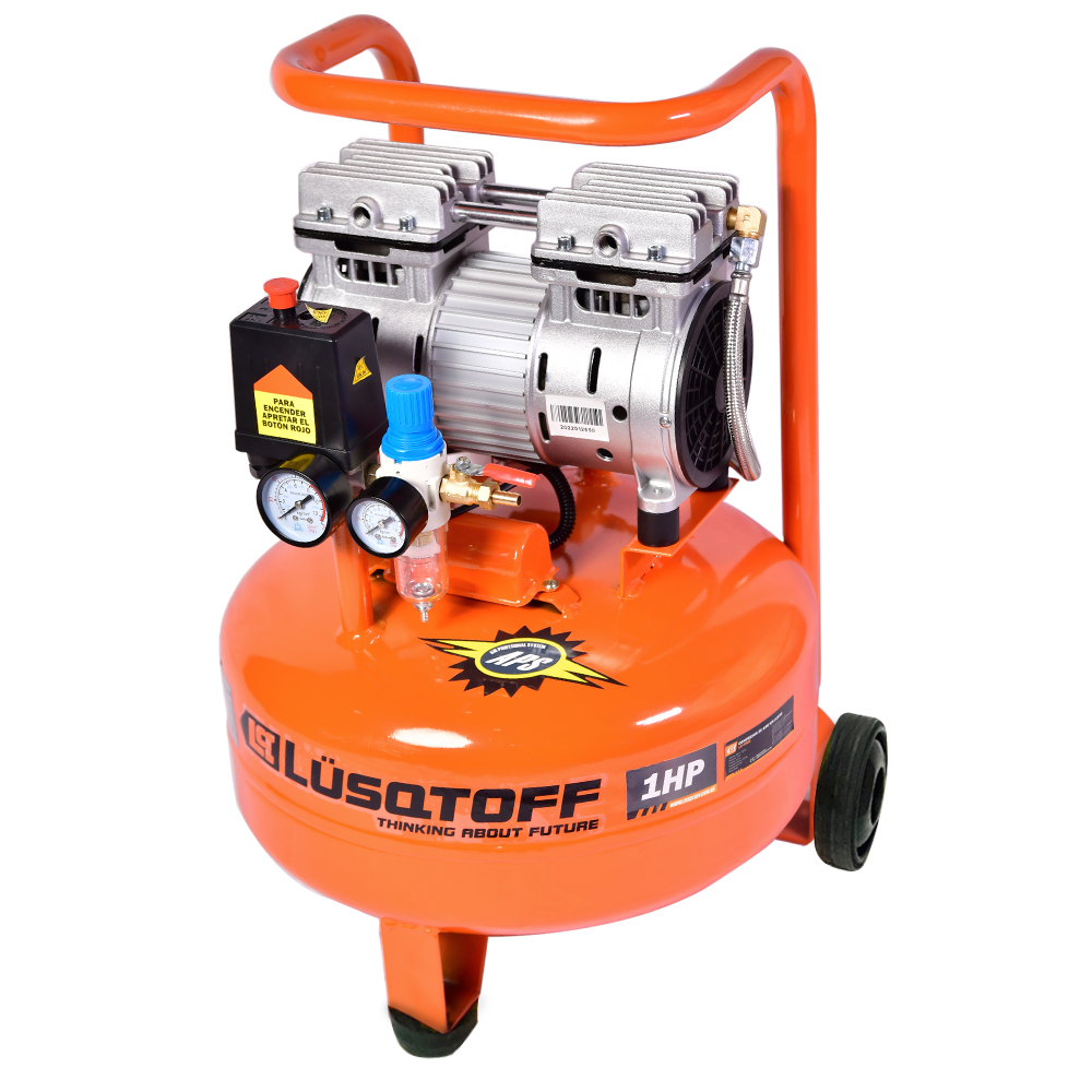 COMPRESOR DE AIRE 24 LITROS SIN ACEITE 115PSI 750W 1HP Lüsqtoff LC-0122