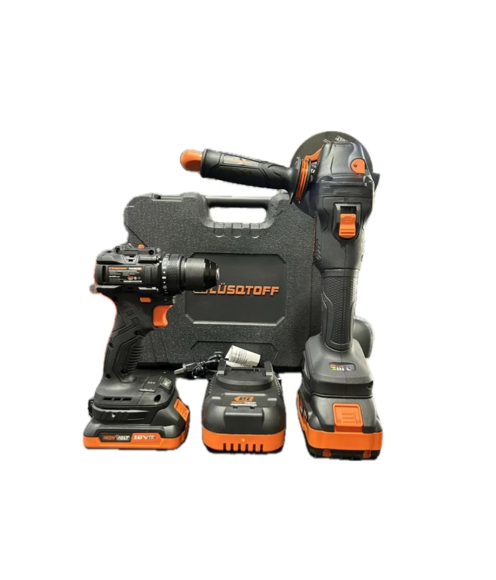 KIT AMOLADORA ANGULAR+TALADRO ATORNILLADOR INALAMBRICO BRUSHLESS BLACK SERIES PROFESIONAL Lüsqtoff KATL-9BK