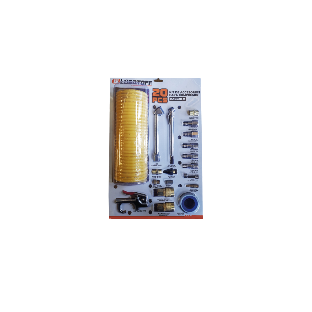 KIT DE ACCESORIOS PARA COMPRESOR 2 PIEZAS  Lüsqtoff KACL20-9