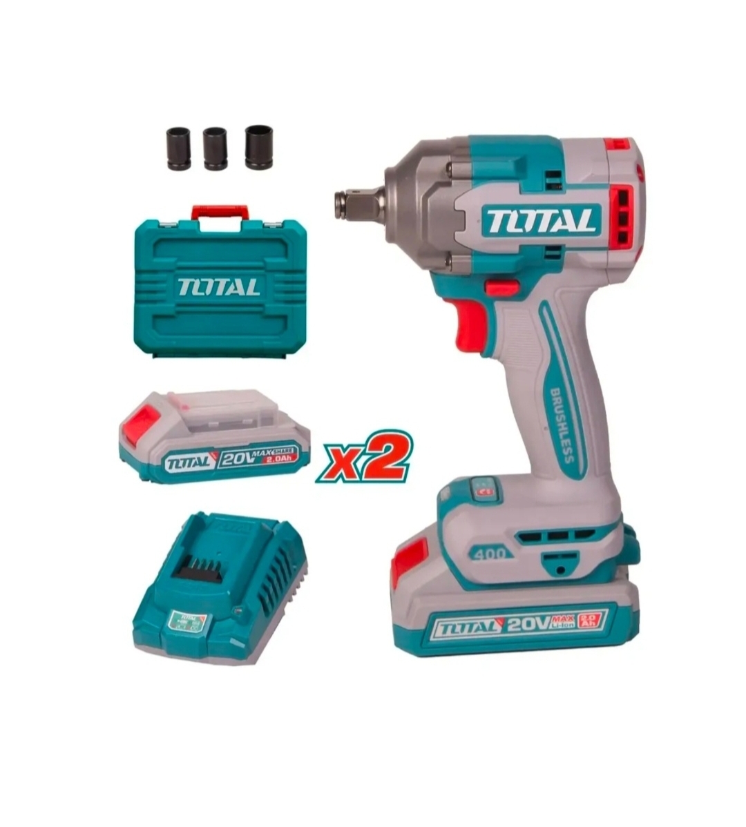 LLAVE DE IMPACTO A BATERIA 20V 400Nm BRUSHLESS INDUSTRIAL Total TWL12040-4