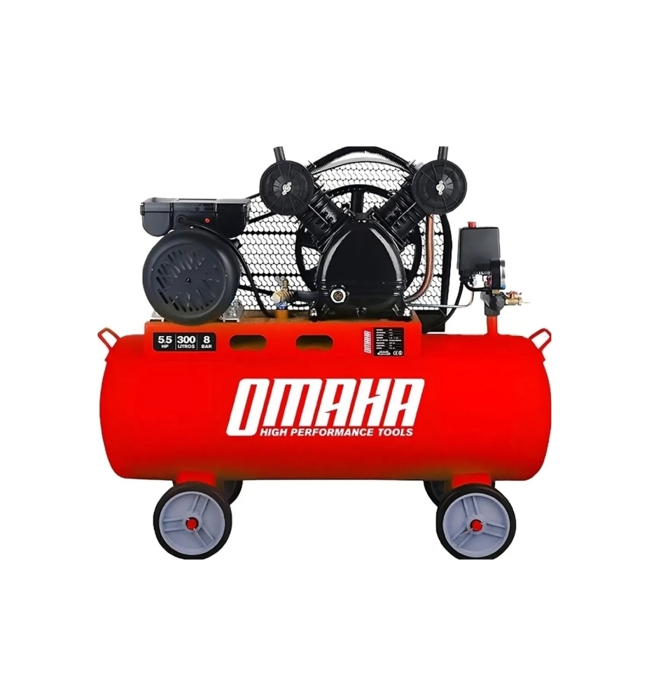 COMPRESOR DE AIRE 300 LITROS 5.5HP CORREA TRIFASICO INDUSTRIAL Omaha WB-55300