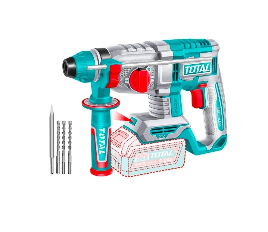ROTOMARTILLON INALAMBRICO 20V 26mm SDS PLUS BRUSHLESS INDUSTRIAL Total TRHLI26208