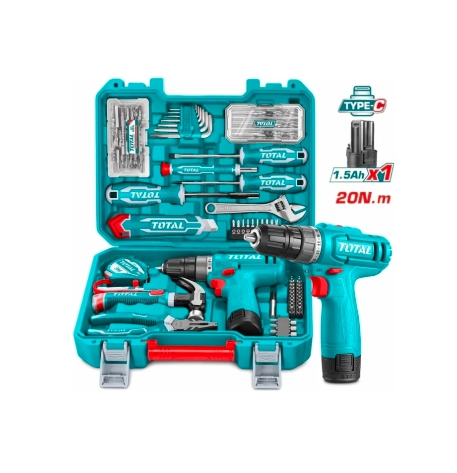  KIT TALADRO 12V+ SET 148 PIEZAS INDUSTRIAL  Total THKTHP41487