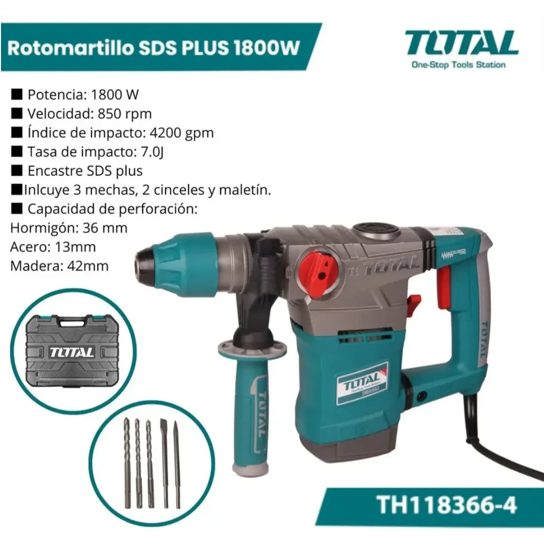 ROTOMARTILLO 1800W SDS PLUS  INDUSTRIAL 7 JOULES  Total TH118366-4