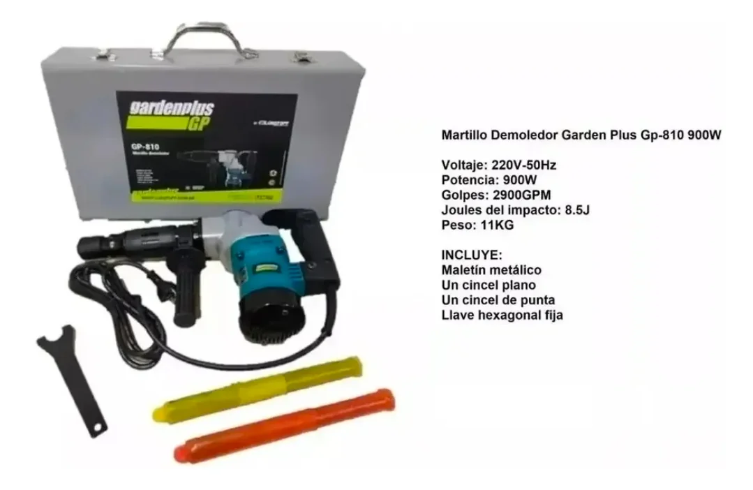MARTILLO DEMOLEDOR 8.5 JOULES 900W 10 KG  GARDEN LUSQTOFF Lüsqtoff GP-810