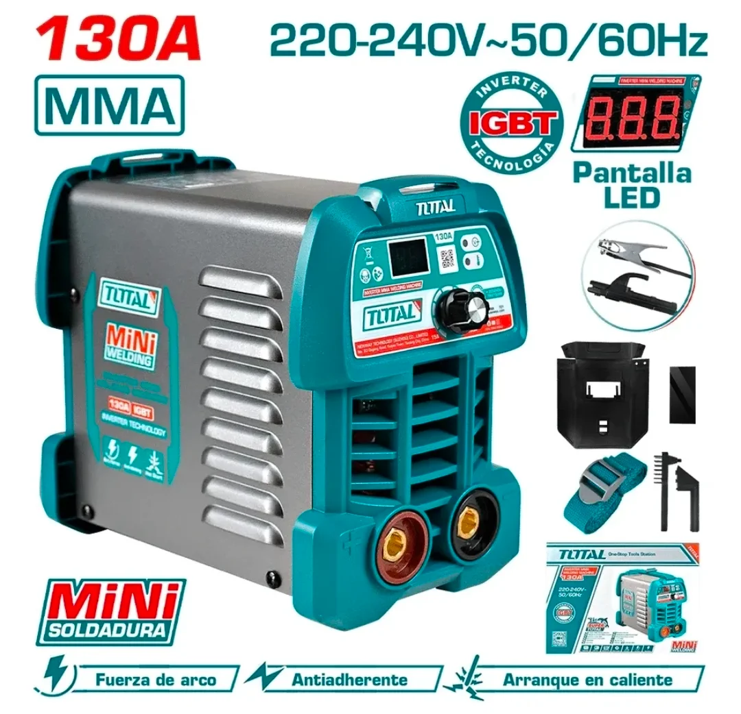 SOLDADORA INVERTER ELECTRODOS 130amp PANTALLA LED TECNOLOGIA IGBT Total Tw213049-4