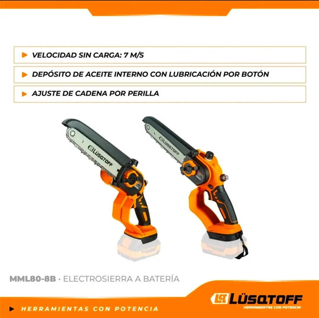 MINI ELECTROSIERRA A BATERIA 18V 8 PULGADAS SIN CARGADOR Y SIN BATERIA Lüsqtoff MML80-