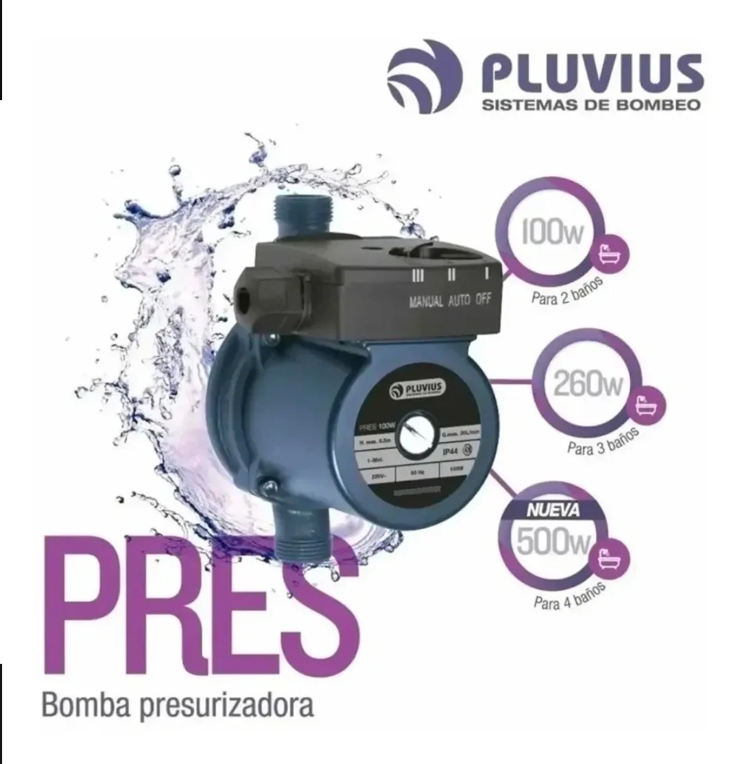BOMBA DE AGUA PRESURIZADORA 100W 2 BAÑOS PLUVIUS Varios Press01