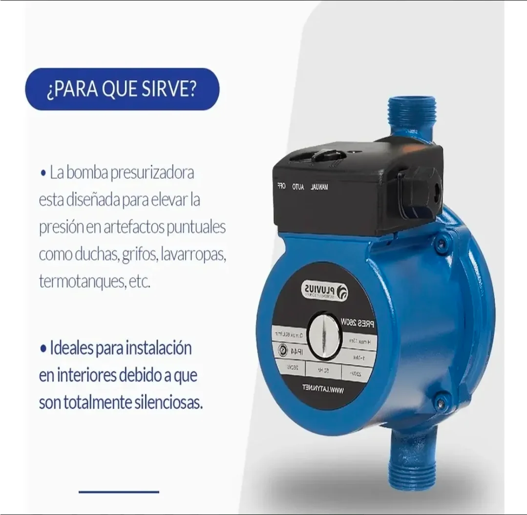 BOMBA DE AGUA PRESURIZADORA 100W 2 BAÑOS PLUVIUS Varios Press01
